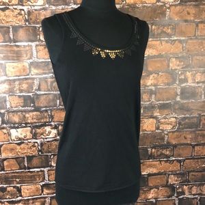 Adrienne Vittadini Studio black knit sequined top